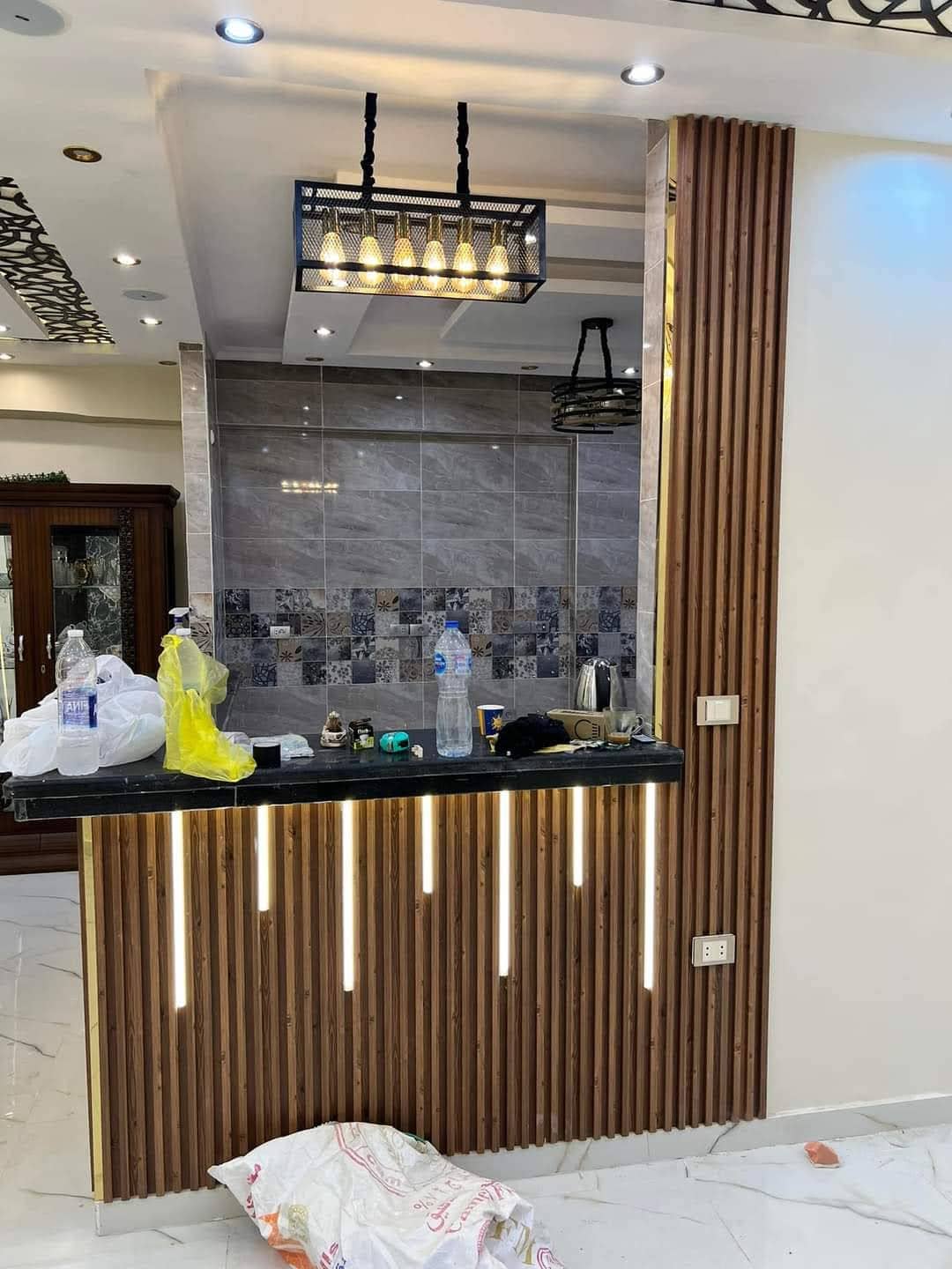 Professional residential gypsum board installation with clean lines and smooth finishing