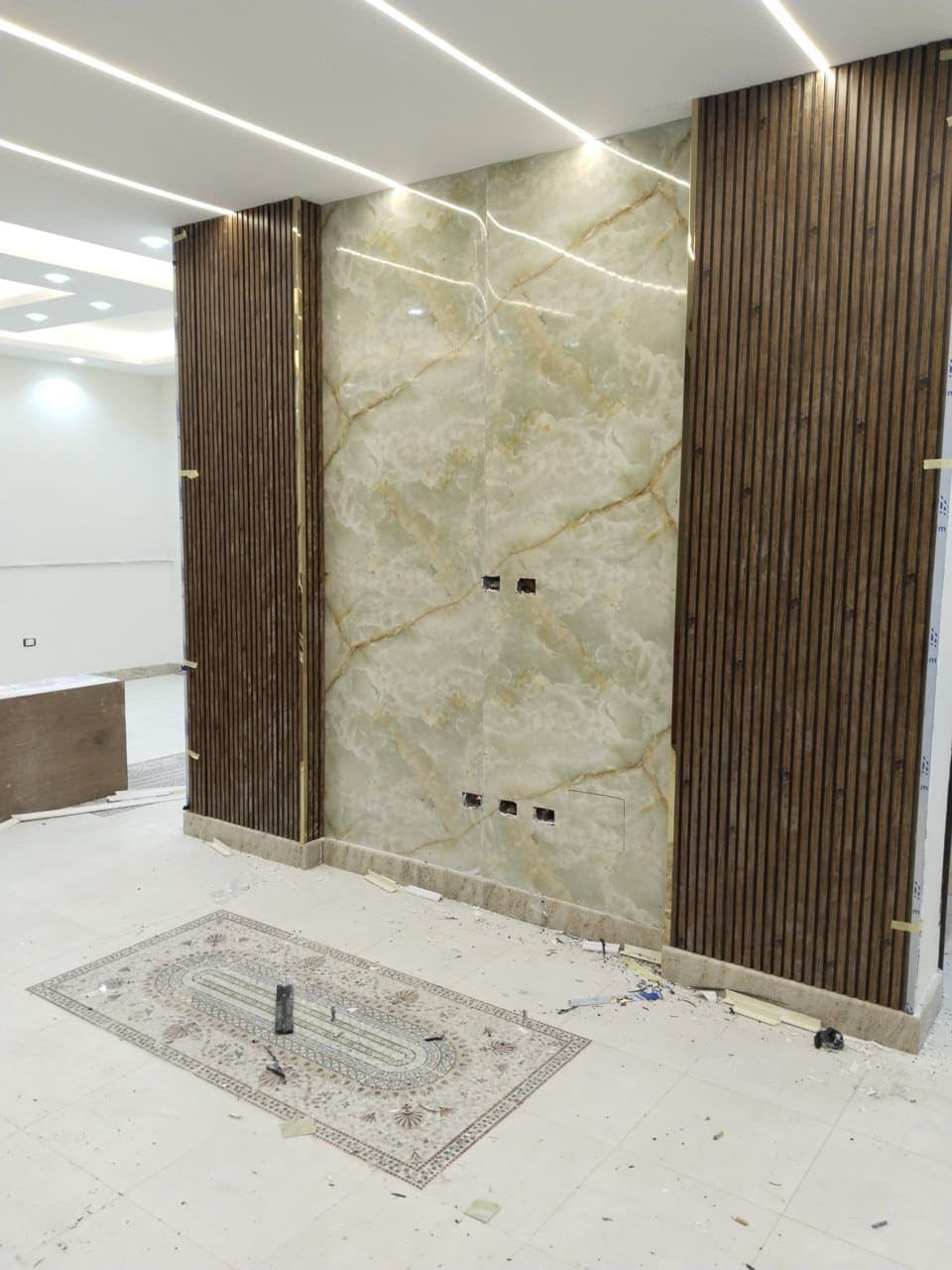 Specialized moisture-resistant gypsum board installation with proper vapor barriers and sealing