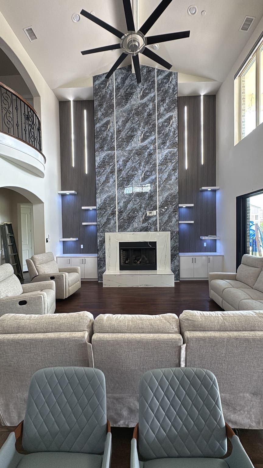 High-end gypsum board installation with premium finishing and smooth surface preparation